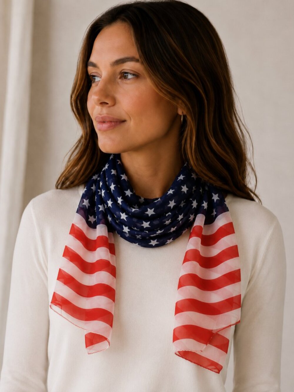 NWT American Flag Stars & Stripes Lightweight Scarf
